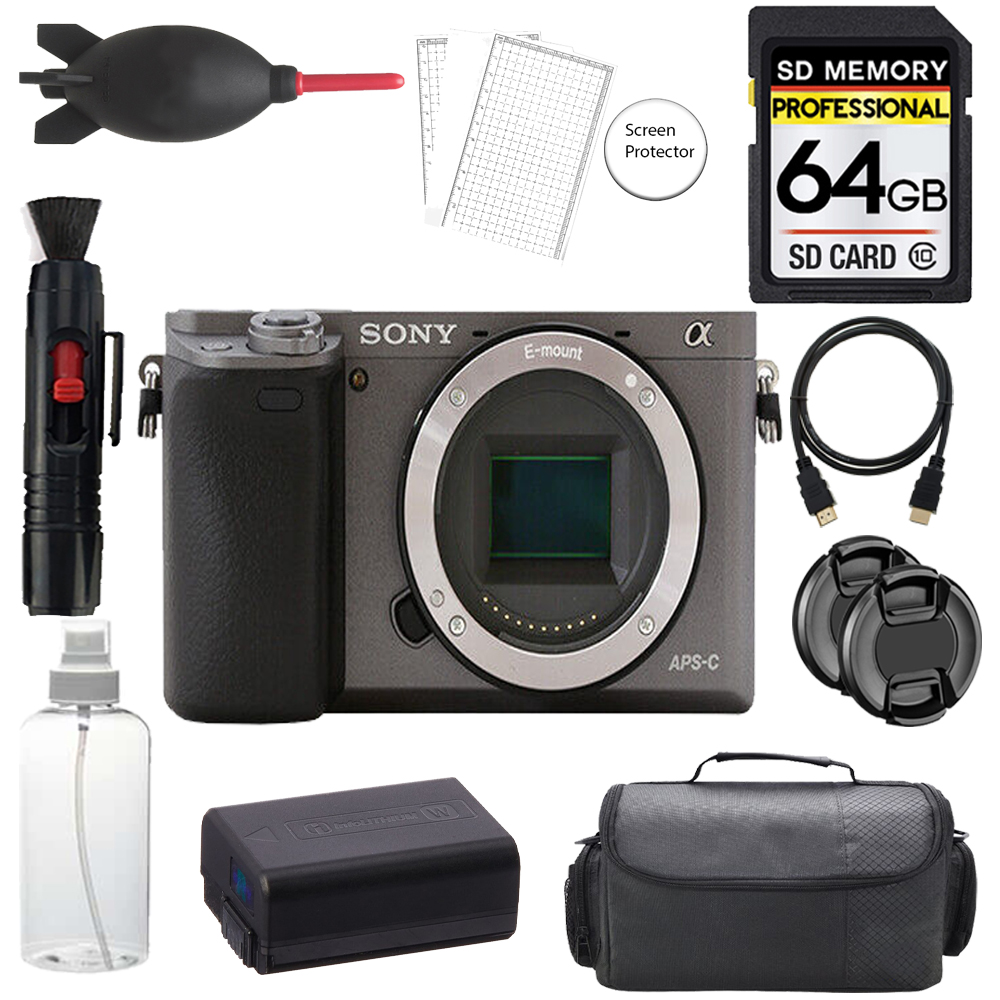 Alpha a6000 Camera (Graphite) + 64GB + Bag + Screen Protector - Basic Kit *FREE SHIPPING*