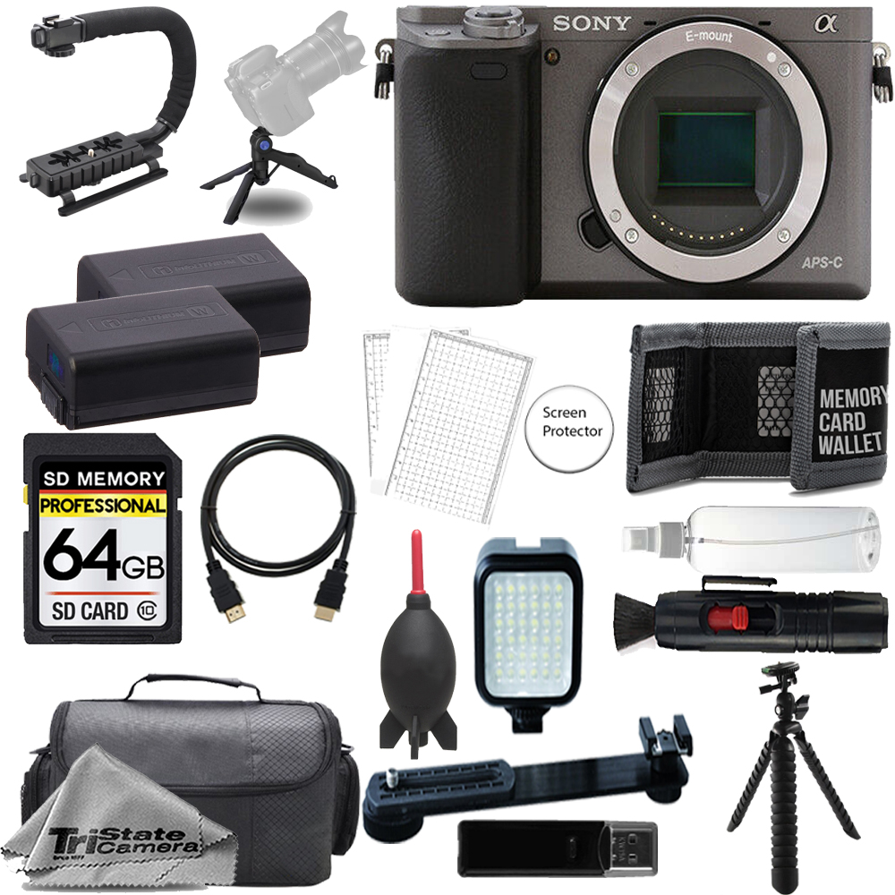 Alpha a6000 Camera (Graphite) + 64GB + Extra Battery + LED Flash - ULTIMATE Kit *FREE SHIPPING*