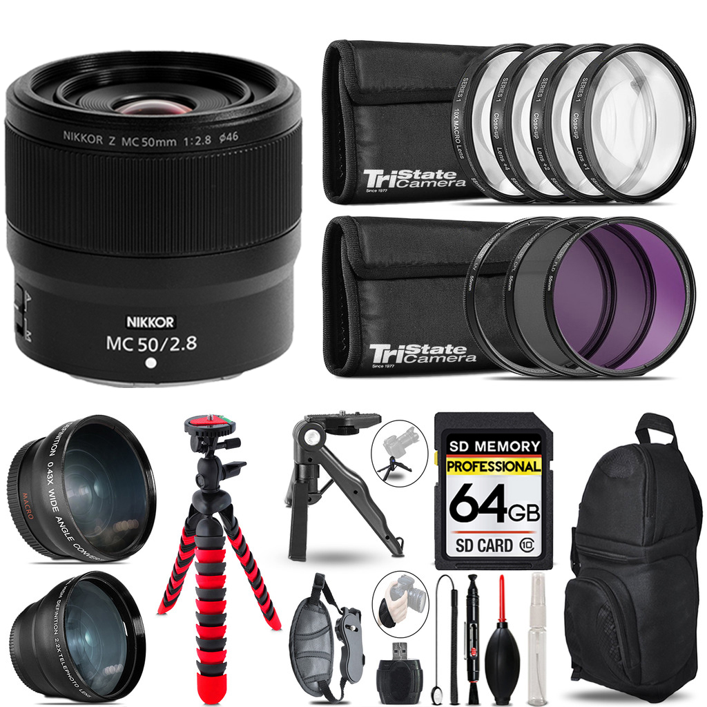 Z MC 50mm Macro Lens - 3 Lens Kit + Tripod + Backpack - 64GB Kit *FREE SHIPPING*