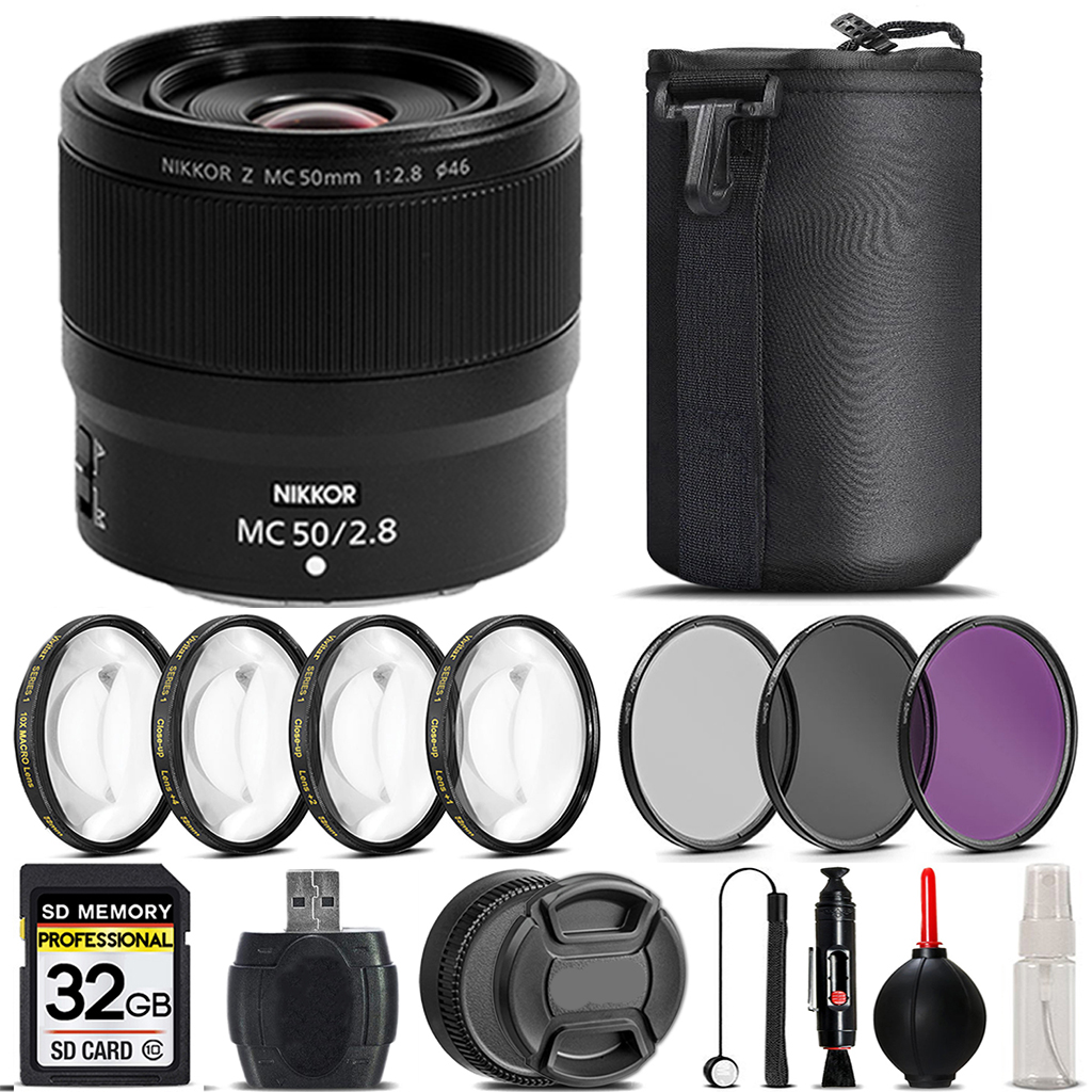 Z MC 50mm Macro Lens + 4 Piece Macro Set + UV, CPL, FLD Filter - 32GB *FREE SHIPPING*