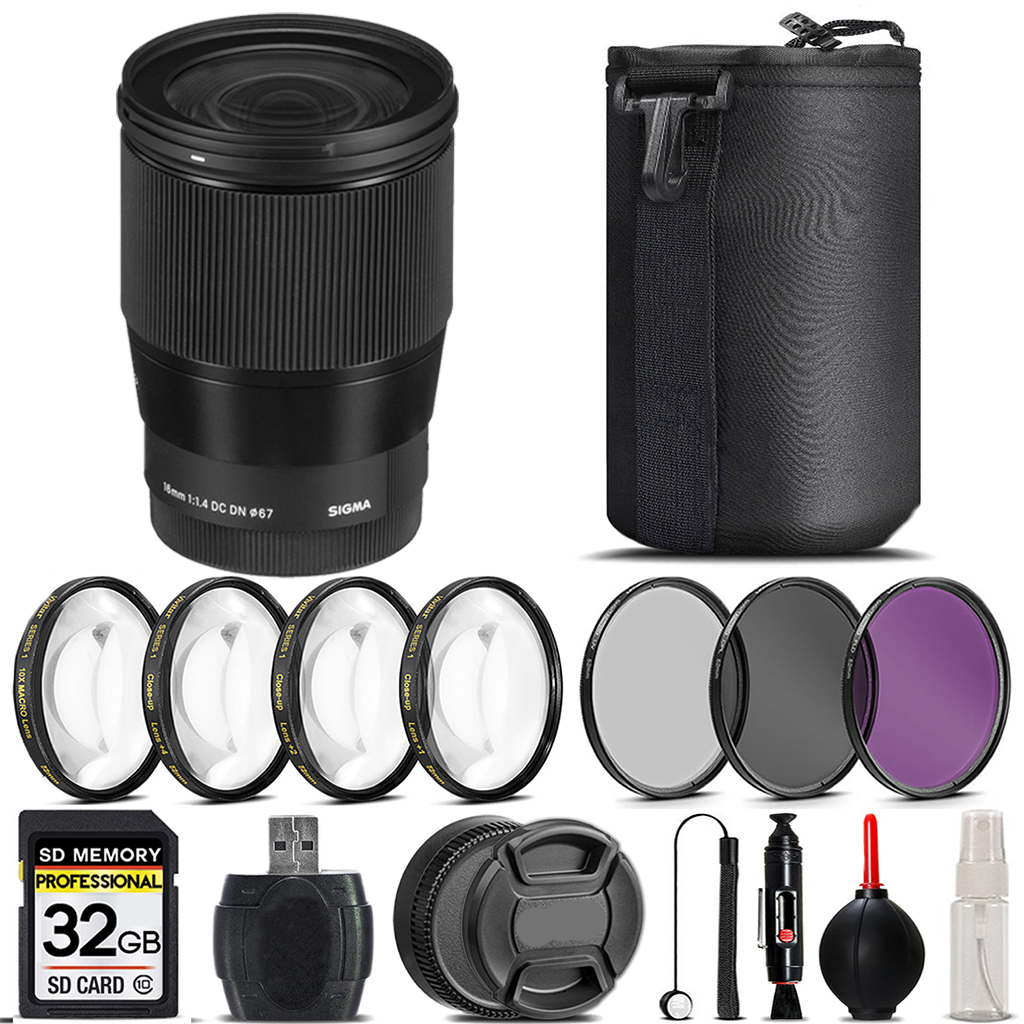 30mm f/1.4 DC DN Lens for Sony E + 4 Piece Macro Set + UV, CPL, FLD Filter - 32GB *FREE SHIPPING*