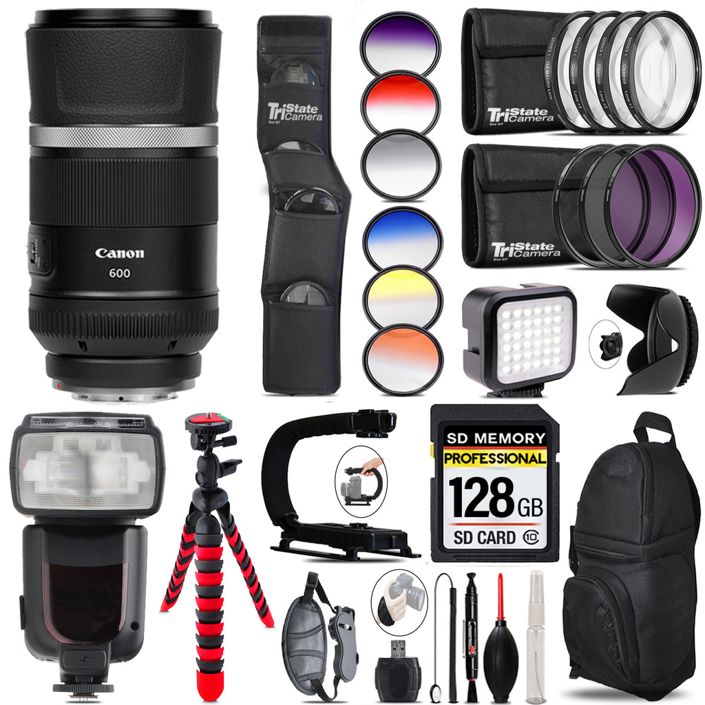 RF 600mm f/11 IS STM Lens + Pro Flash  LED Light - 128GB Kit Bundle *FREE SHIPPING*