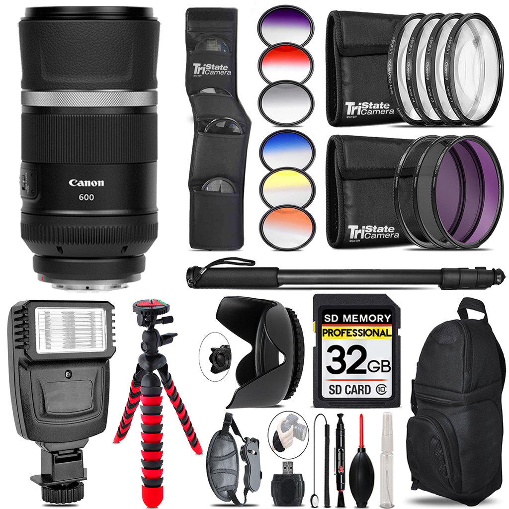 RF 600mm f/11 IS STM Lens + Flash + Color Filter Set - 32GB Kit Kit *FREE SHIPPING*
