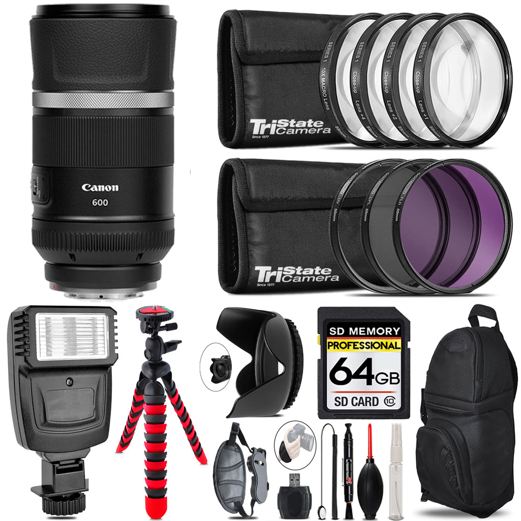 RF 600mm f/11 IS STM Lens + Flash +  Tripod & More - 64GB Kit Kit *FREE SHIPPING*