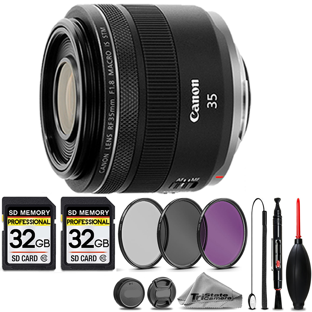 RF 35mm IS Macro STM Lens + 3 Piece Filter Set + 64GB STORAGE BUNDLE KIT *FREE SHIPPING*