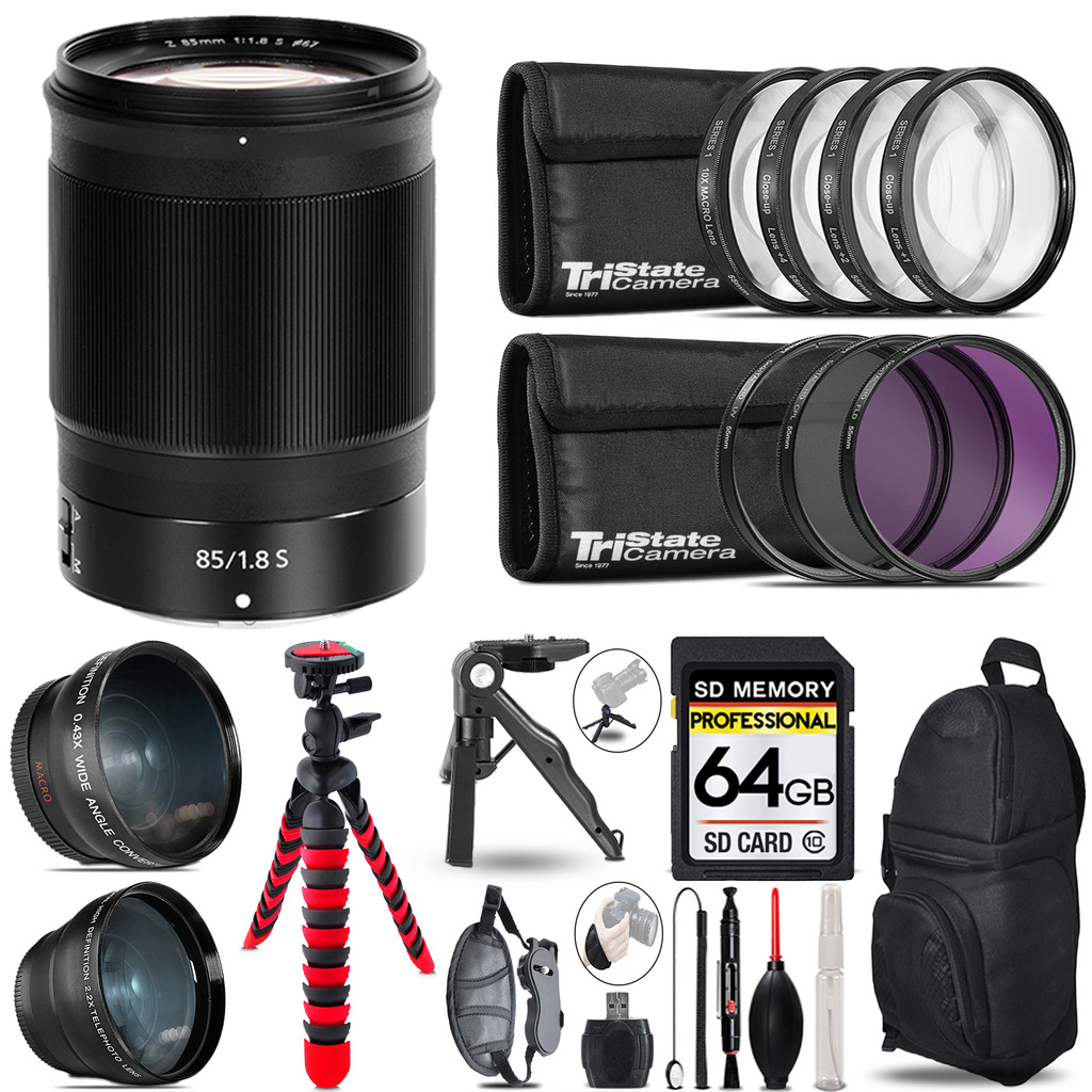 NIKKOR Z 85mm f/1.8 S Lens - 3 Lens Kit + Tripod + Backpack - 64GB Kit *FREE SHIPPING*