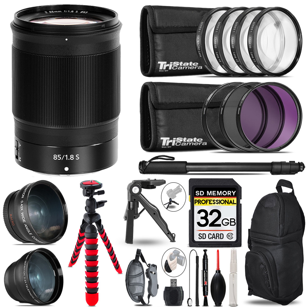 NIKKOR Z 85mm f/1.8 S Lens - 3 Lens Kit + Tripod + Backpack - 32GB Kit *FREE SHIPPING*