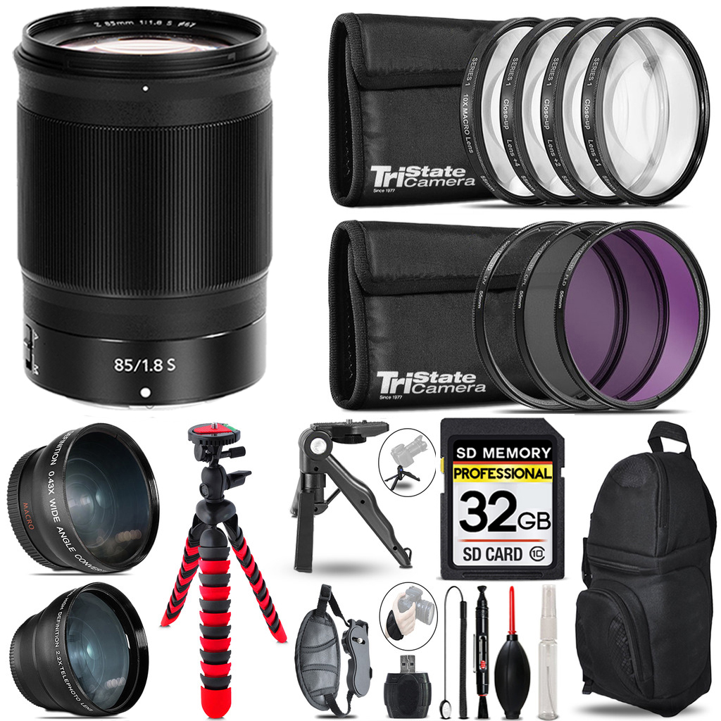 NIKKOR Z 85mm f/1.8 S Lens - 3 Lens Kit + Tripod + Backpack - 32GB Kit *FREE SHIPPING*