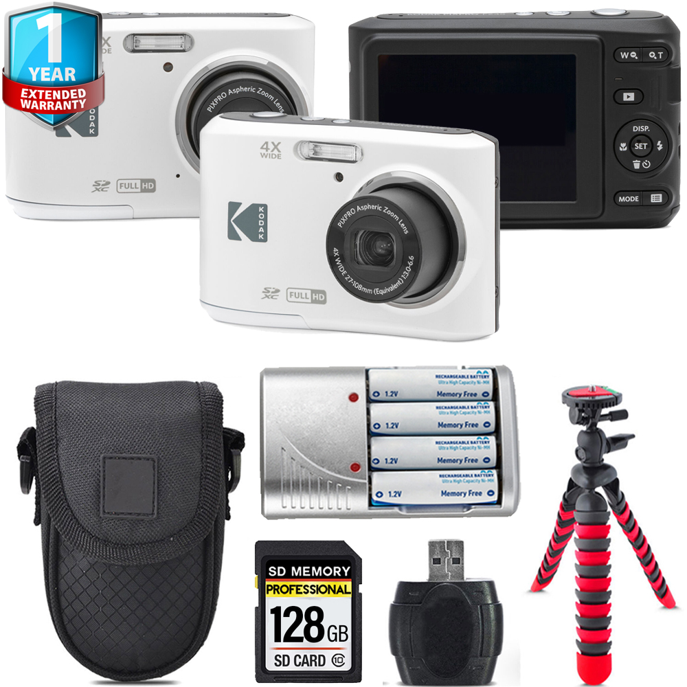 Pixpro FZ45 Camera (White) + Extra Battery + 1 Year Extended Warranty + 128GB *FREE SHIPPING*