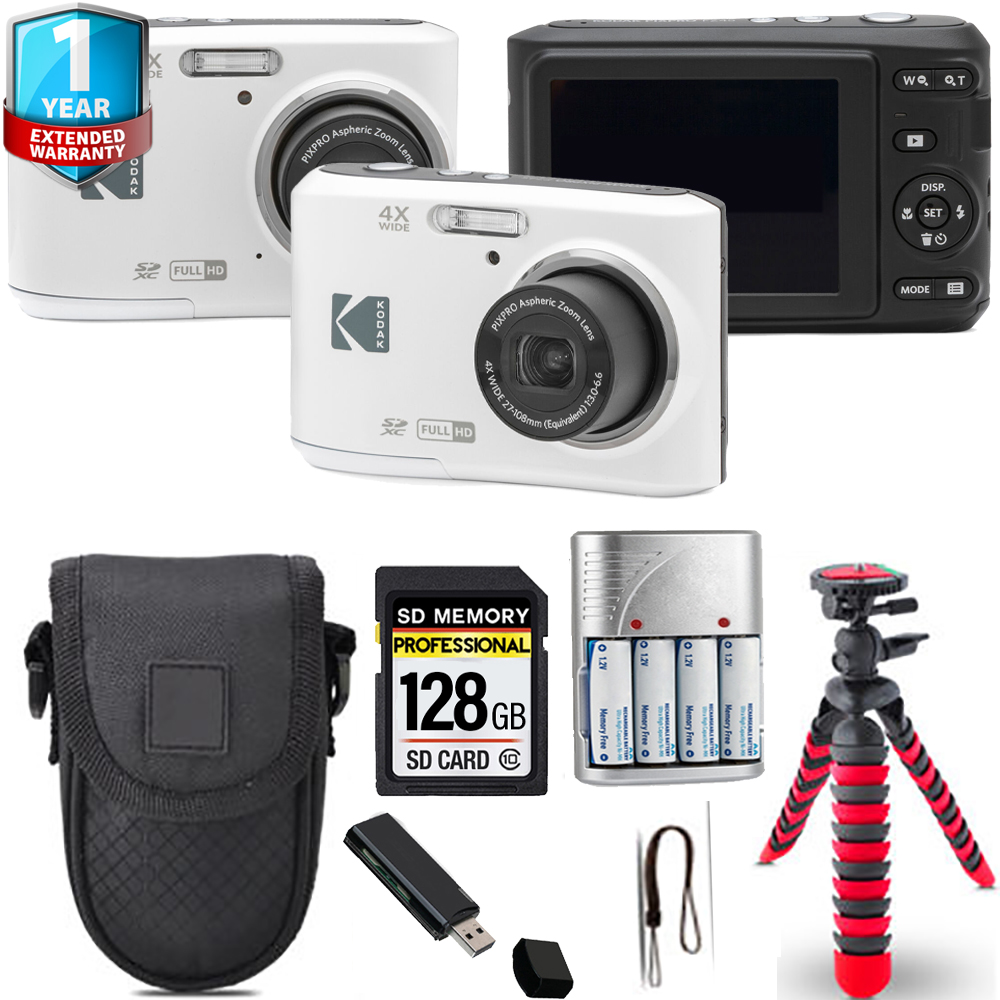 Pixpro FZ45 Camera (White) + Spider Tripod + 1 Year Extended Warranty - 64GB *FREE SHIPPING*