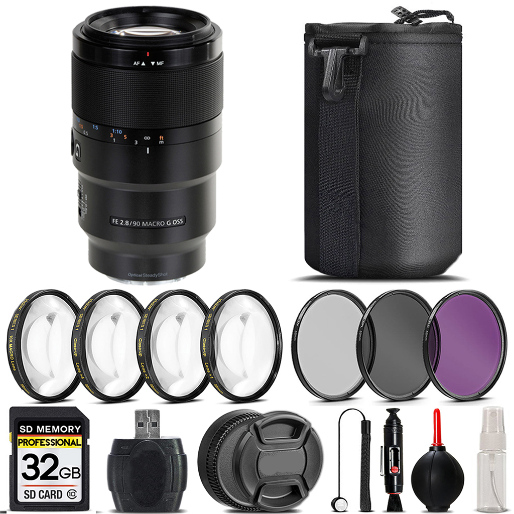 FE 90mm f/2.8 Macro G OSS Lens + 4 Piece Macro Set + UV, CPL, FLD Filter - 32GB *FREE SHIPPING*