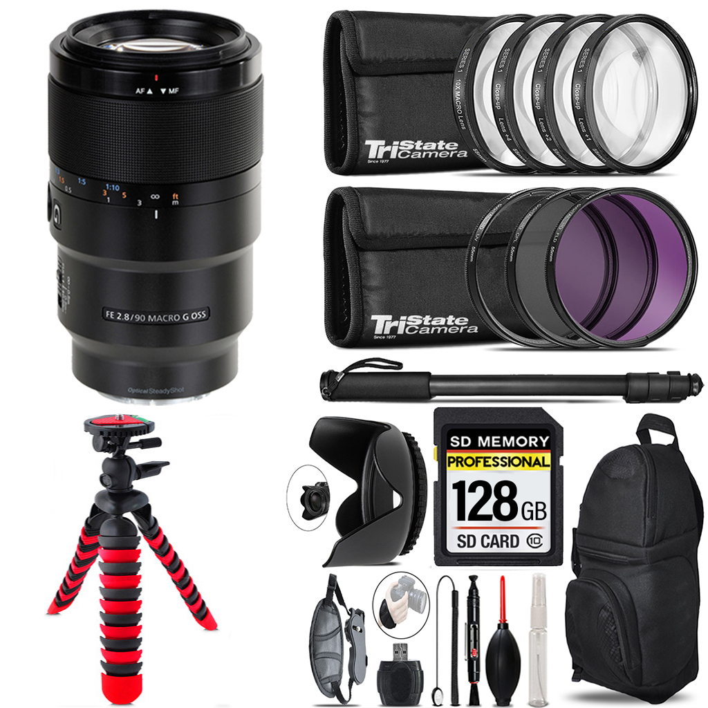 FE 90mm f/2.8 Macro G OSS Lens + 7 Piece Filter & More - 128GB Accessory Kit *FREE SHIPPING*