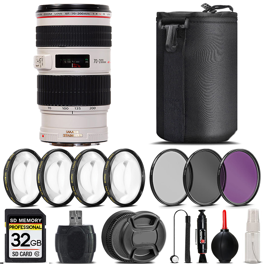 RF 70-200mm IS USM Lens + 4 Piece Macro Set + UV, CPL, FLD Filter - 32GB *FREE SHIPPING*