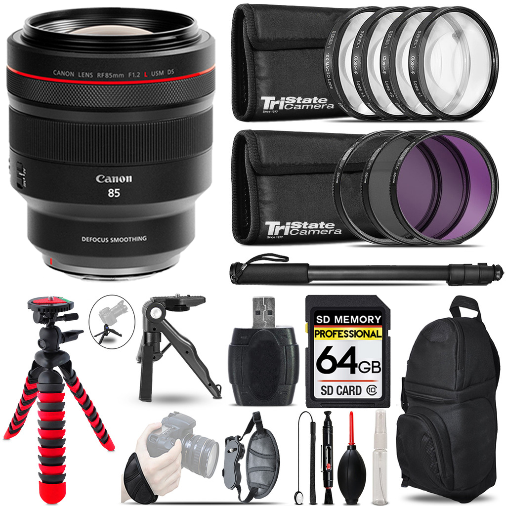 RF 85mm L USM DS Lens + Macro, UV-CPL-FLD Filter +Monopad - 64GB Kit *FREE SHIPPING*