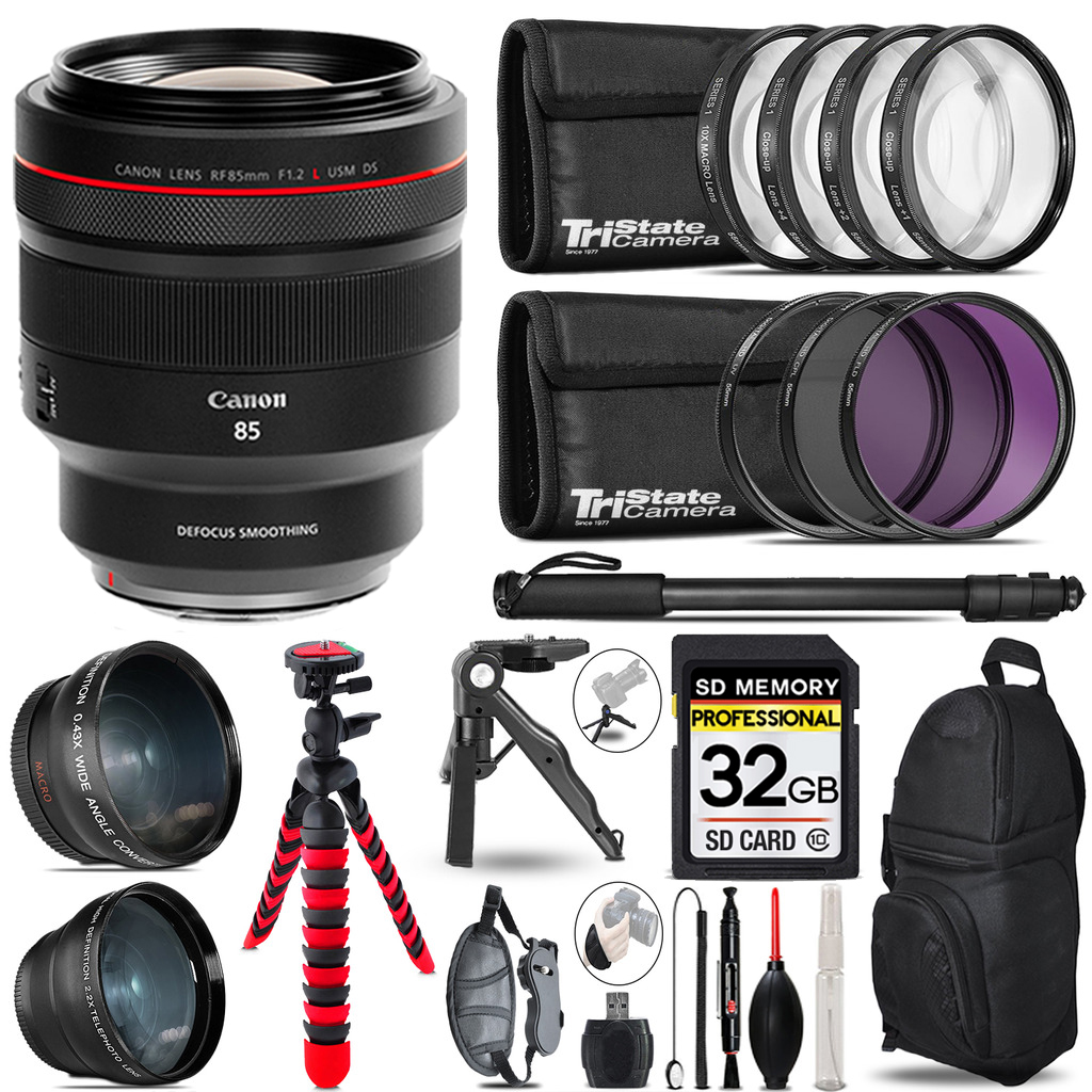 RF 85mm L USM DS Lens - 3 Lens Kit + Tripod + Backpack - 32GB Kit *FREE SHIPPING*