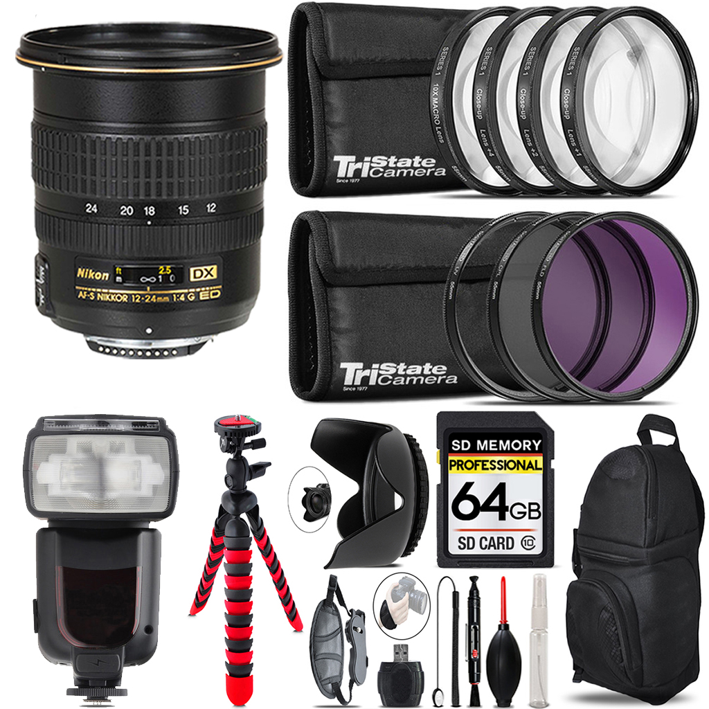AF-S DX Zoom 12-24mm Lens + Speedlight & More - 64GB Kit *FREE SHIPPING*