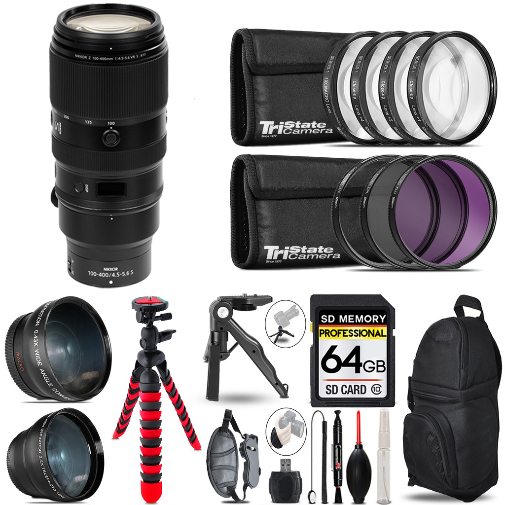 Z 100- 400mm VR S Lens - 3 Lens Kit + Tripod + Backpack - 64GB Kit *FREE SHIPPING*