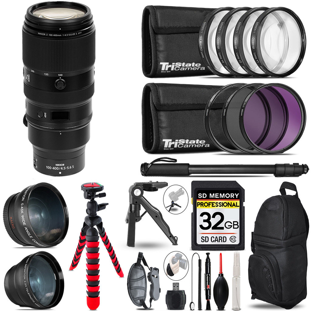 Z 100- 400mm VR S Lens - 3 Lens Kit + Tripod + Backpack - 32GB Kit *FREE SHIPPING*