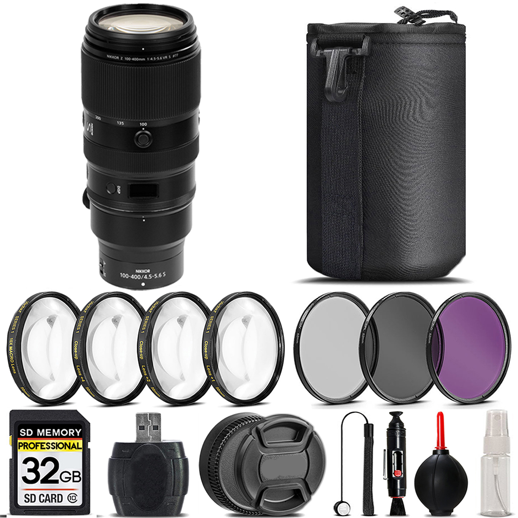 Z 100- 400mm VR S Lens + 4 Piece Macro Set + UV, CPL, FLD Filter - 32GB *FREE SHIPPING*