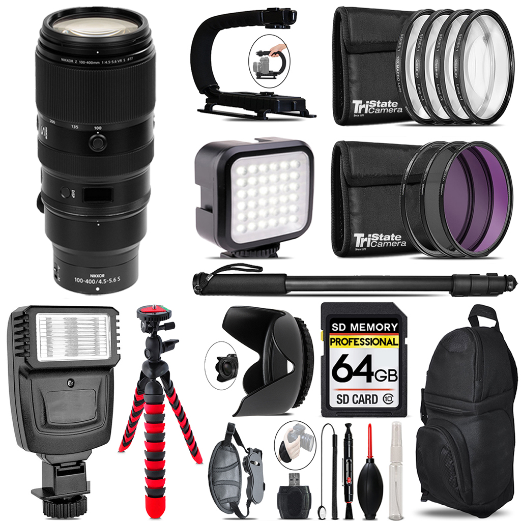 Z 100- 400mm VR S Lens - Video Kit + Flash - 64GB Accessory Bundle *FREE SHIPPING*