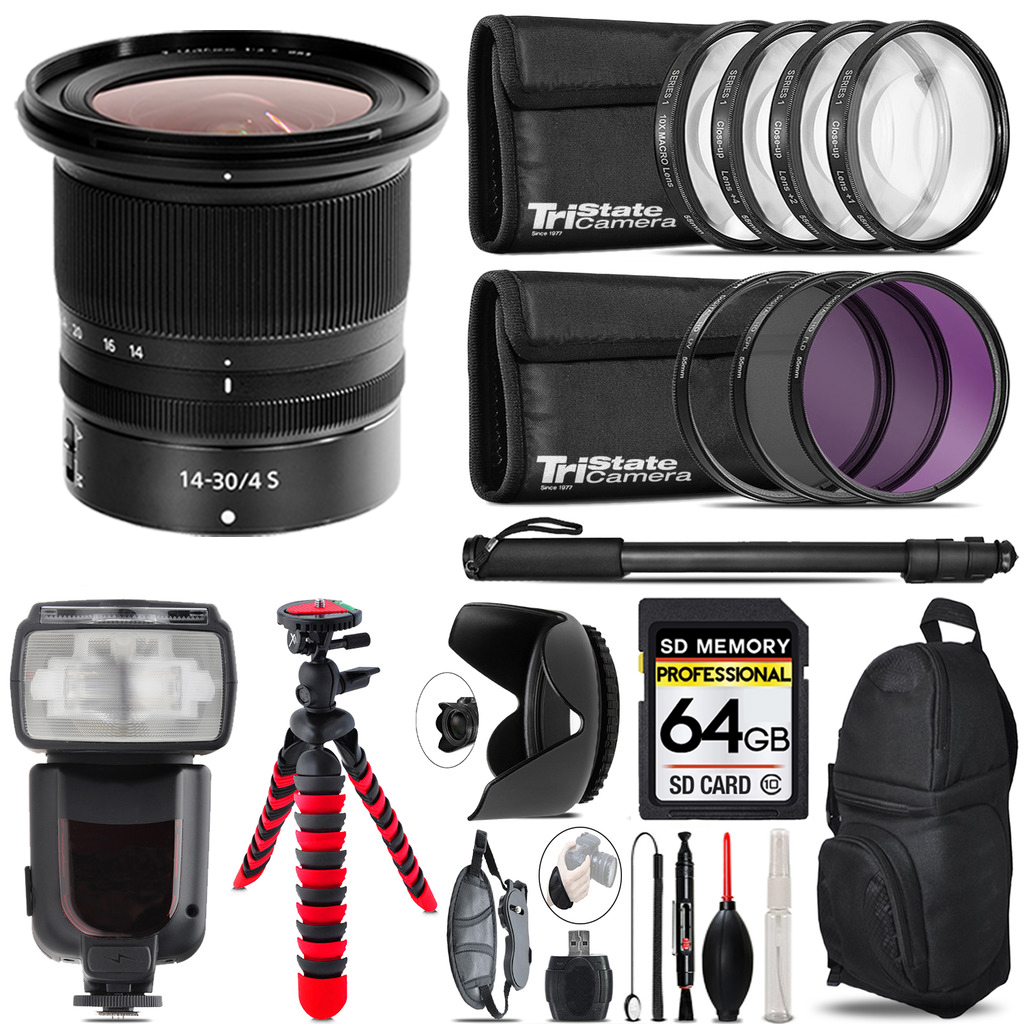 NIKKOR Z 14- 30mm S Lens + Professional Flash + 64GB Accessory Kit *FREE SHIPPING*
