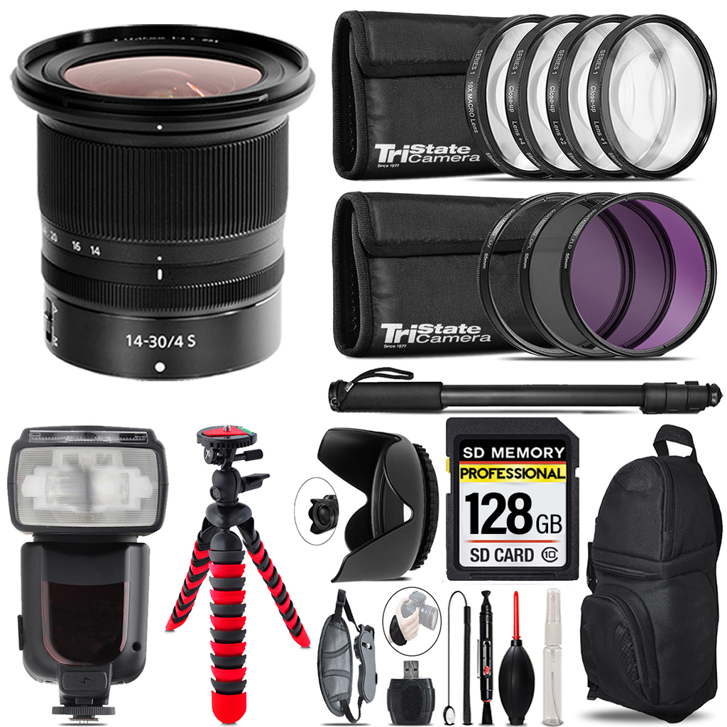 NIKKOR Z 14- 30mm S Lens + Professional Flash + 128GB Accessory Kit *FREE SHIPPING*