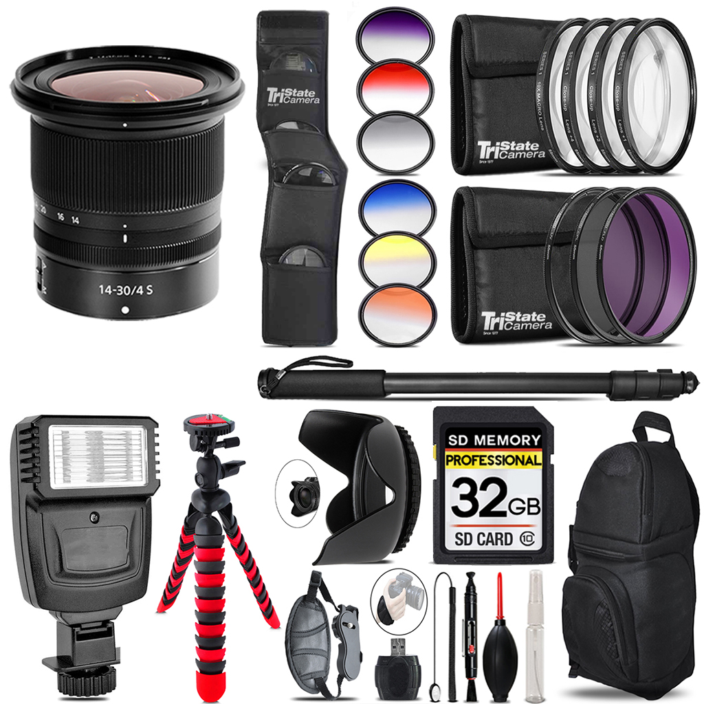 NIKKOR Z 14- 30mm S Lens + Flash + Color Filter Set - 32GB Accessory Kit *FREE SHIPPING*