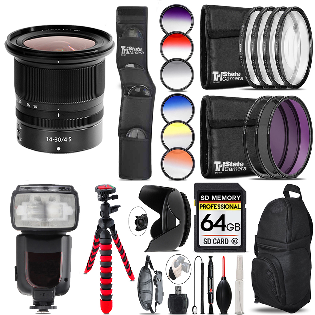 NIKKOR Z 14- 30mm S Lens + Speedlight - 64GB Accessory Kit *FREE SHIPPING*