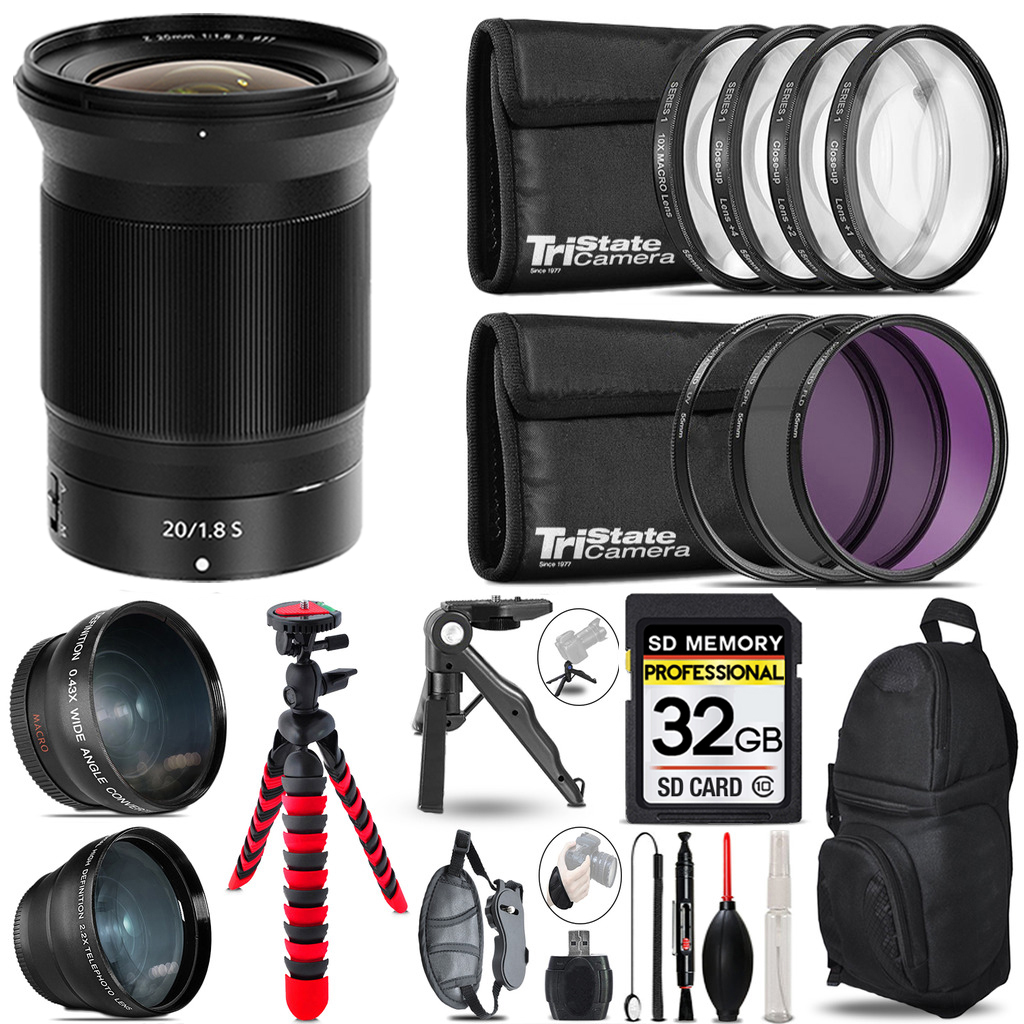 NIKKOR Z 20mm f/1.8 S Lens - 3 Lens Kit + Tripod + Backpack - 32GB Kit *FREE SHIPPING*