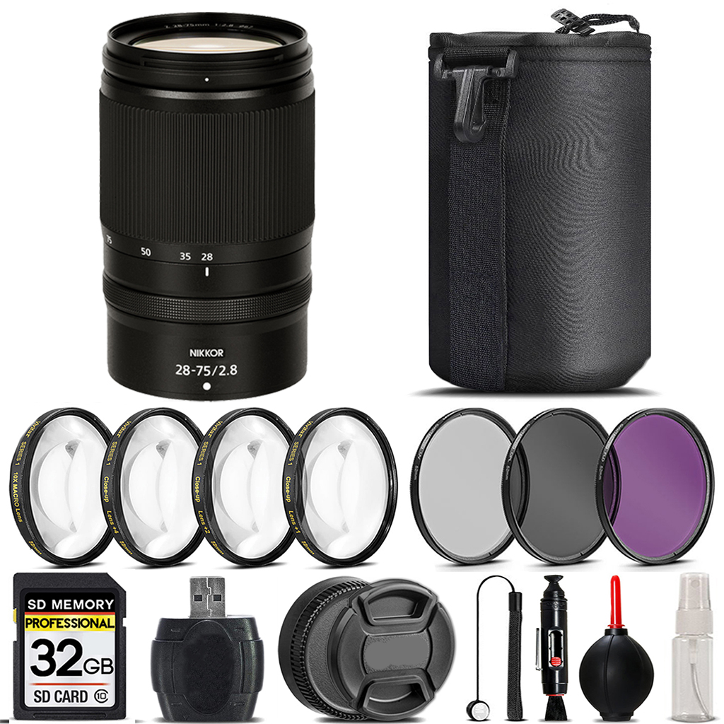 NIKKOR Z 28-75mm f/2.8 Lens + 4 Piece Macro Set + UV, CPL, FLD Filter - 32GB *FREE SHIPPING*