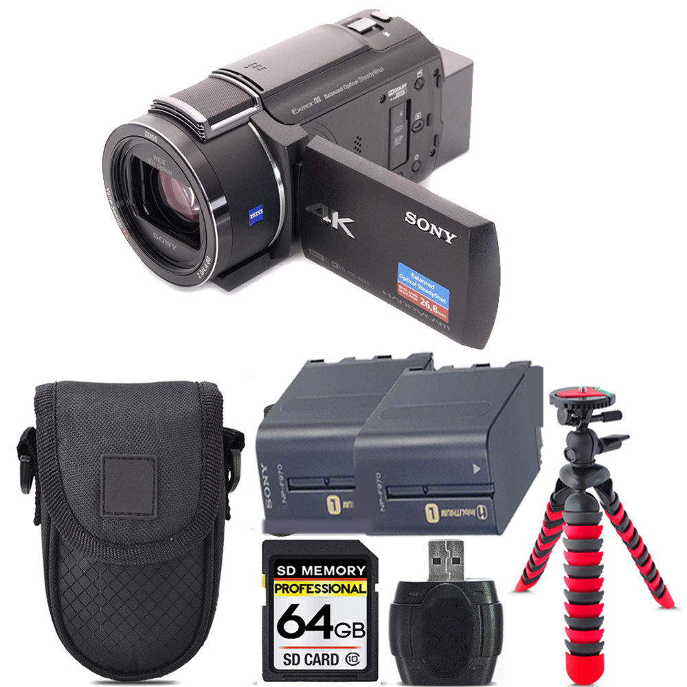FDR-AX43A UHD 4K Handycam Camcorder + Extra Battery + Tripod + 64GB Kit *FREE SHIPPING*