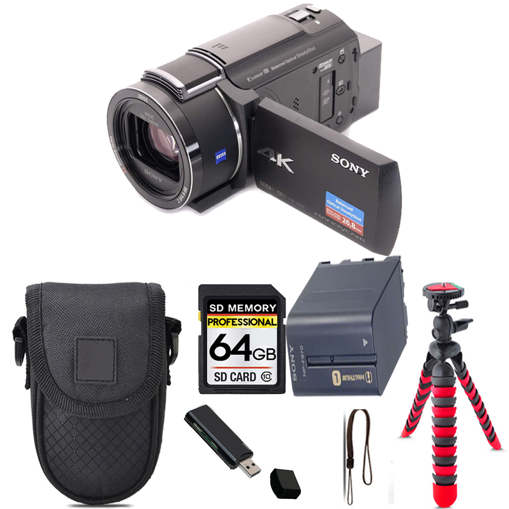 FDR-AX43A UHD 4K Handycam Camcorder + Tripod + Case - 64GB Kit *FREE SHIPPING*