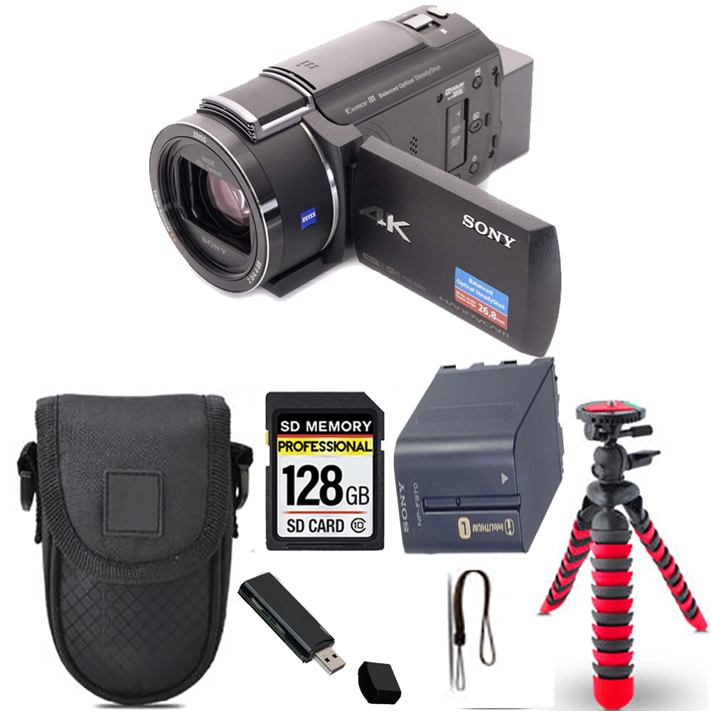 FDR-AX43A UHD 4K Handycam Camcorder + Spider Tripod + Case - 128GB Kit *FREE SHIPPING*