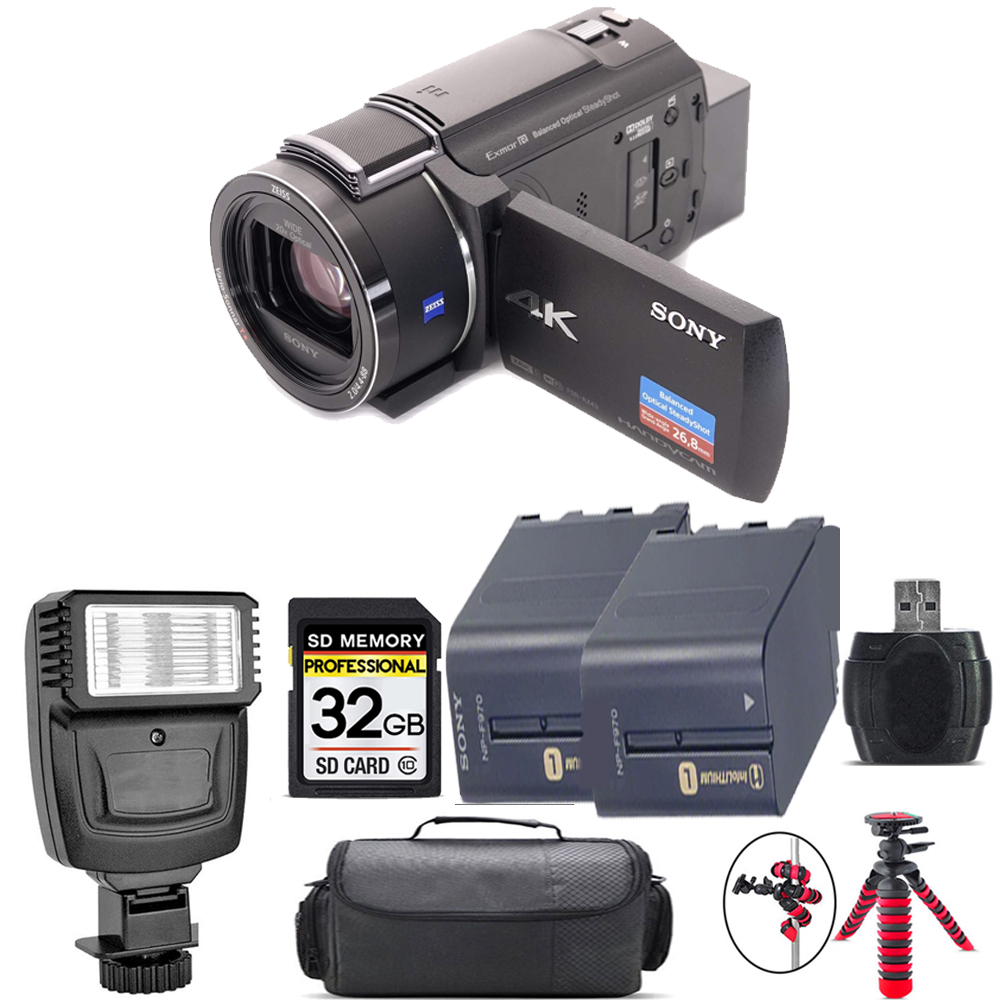 FDR-AX43A UHD 4K Handycam Camcorder + Extra Battery + Flash - 32GB Kit *FREE SHIPPING*