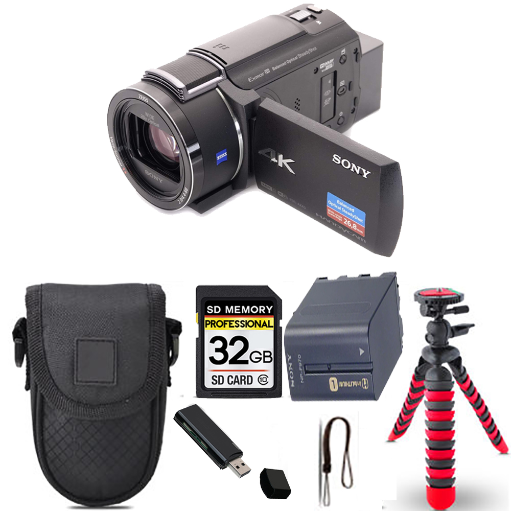 FDR-AX43A UHD 4K Handycam Camcorder + Spider Tripod + Case - 32GB Kit *FREE SHIPPING*