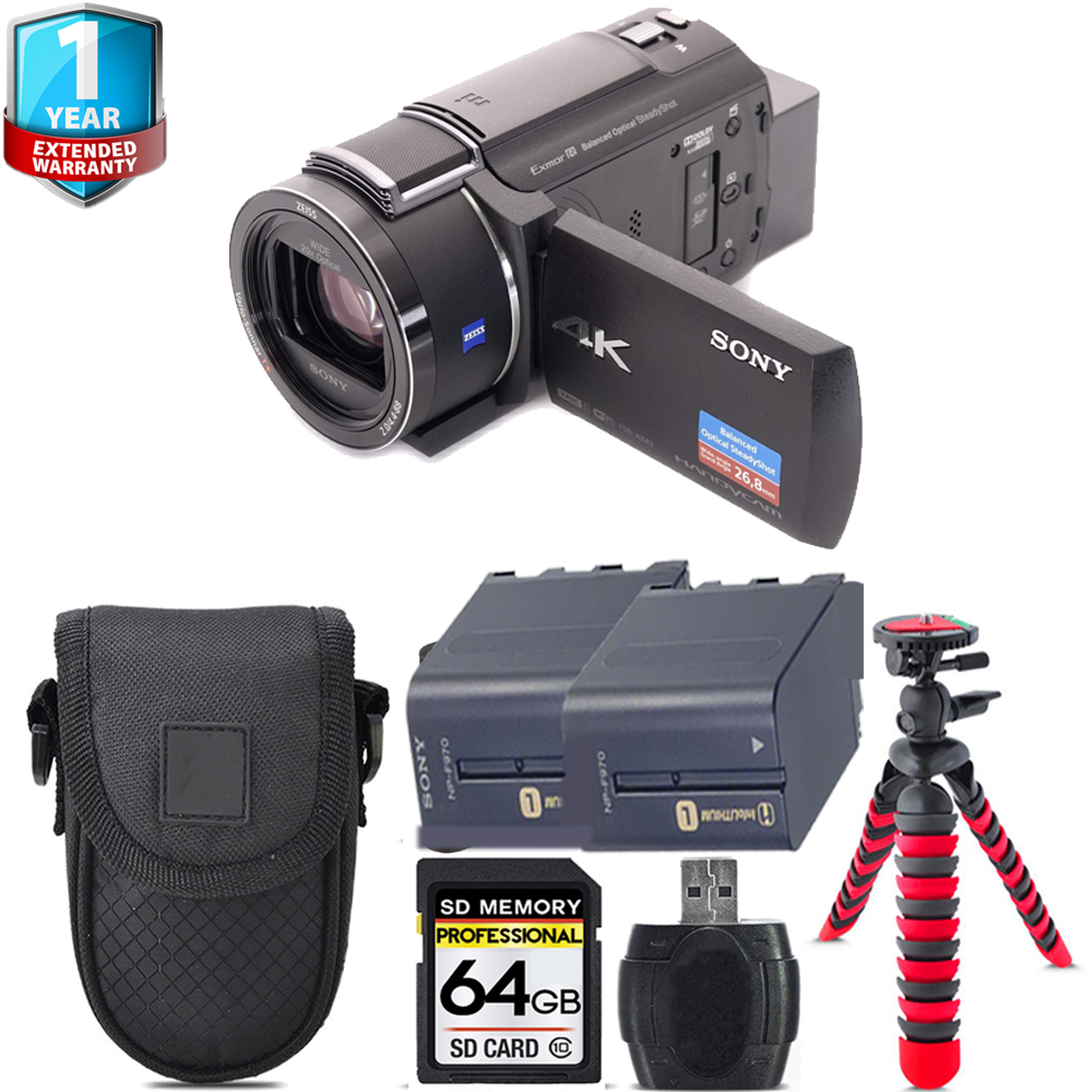 FDR-AX43A UHD 4K Handycam Camcorder + Extra Battery + 1 Year Extended Warranty - 64GB *FREE SHIPPING*