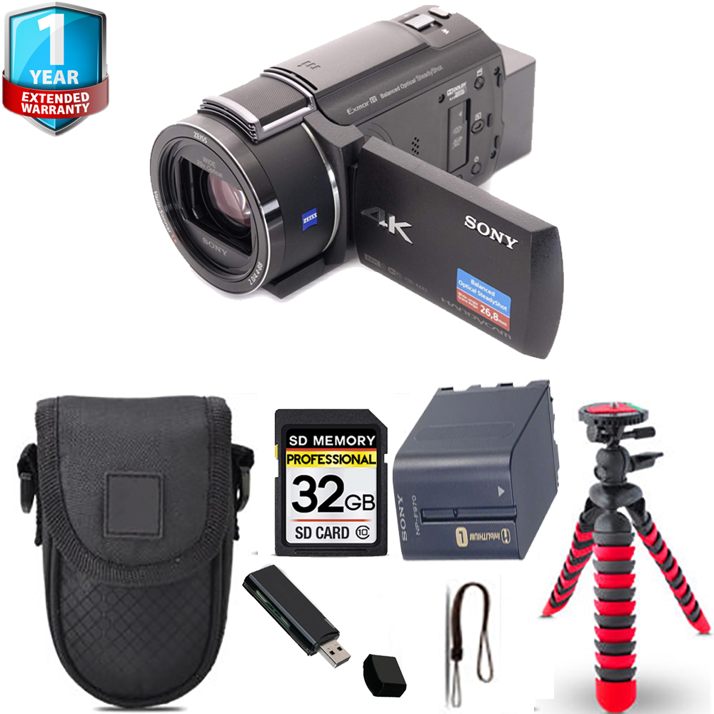 FDR-AX43A UHD 4K Handycam Camcorder + Tripod + Case + 1 Year Extended Warranty *FREE SHIPPING*