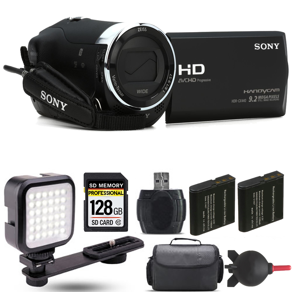HDR-CX440 HD Handycam + Extra Battery + LED - 128GB Kit *FREE SHIPPING*