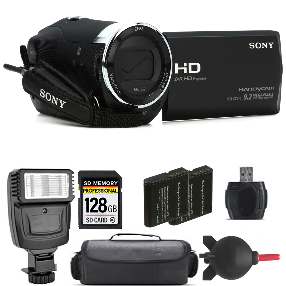 HDR-CX440 HD Handycam + Extra Battery + Flash - 128GB Kit *FREE SHIPPING*