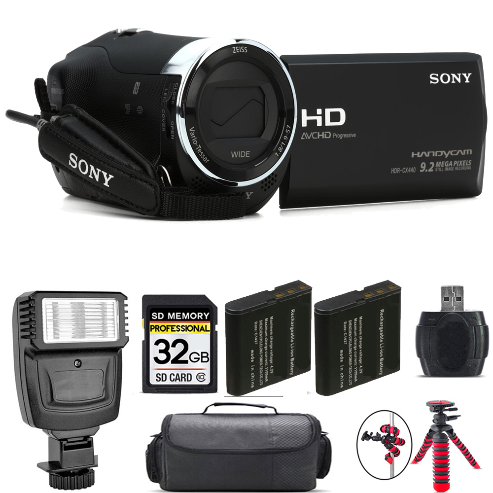 HDR-CX440 HD Handycam + Extra Battery + Flash - 32GB Kit *FREE SHIPPING*