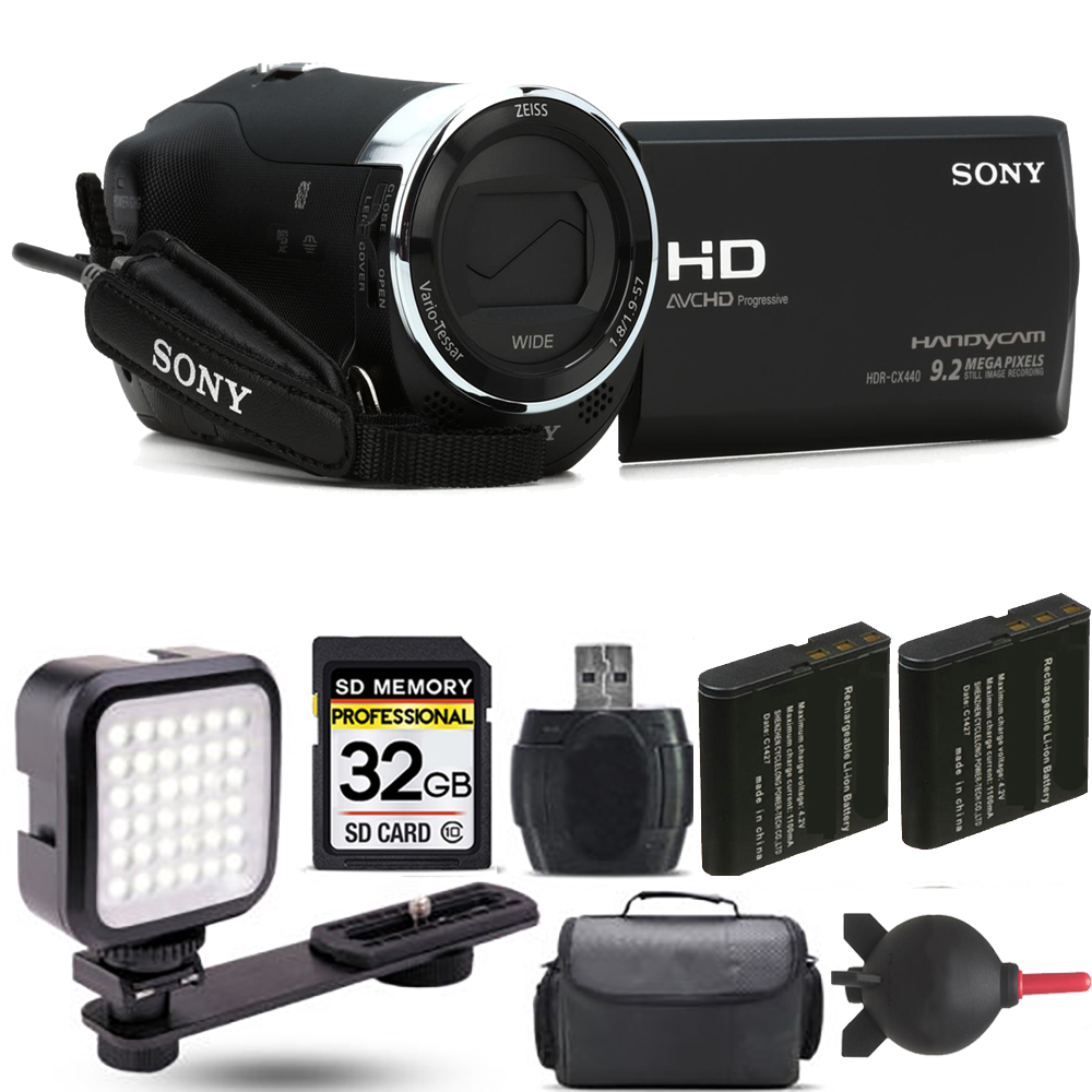 HDR-CX440 HD Handycam + Extra Battery + LED - 32GB Kit *FREE SHIPPING*