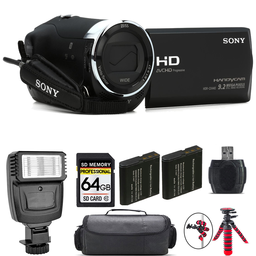 HDR-CX440 HD Handycam + Extra Battery + Flash - 64GB Kit *FREE SHIPPING*