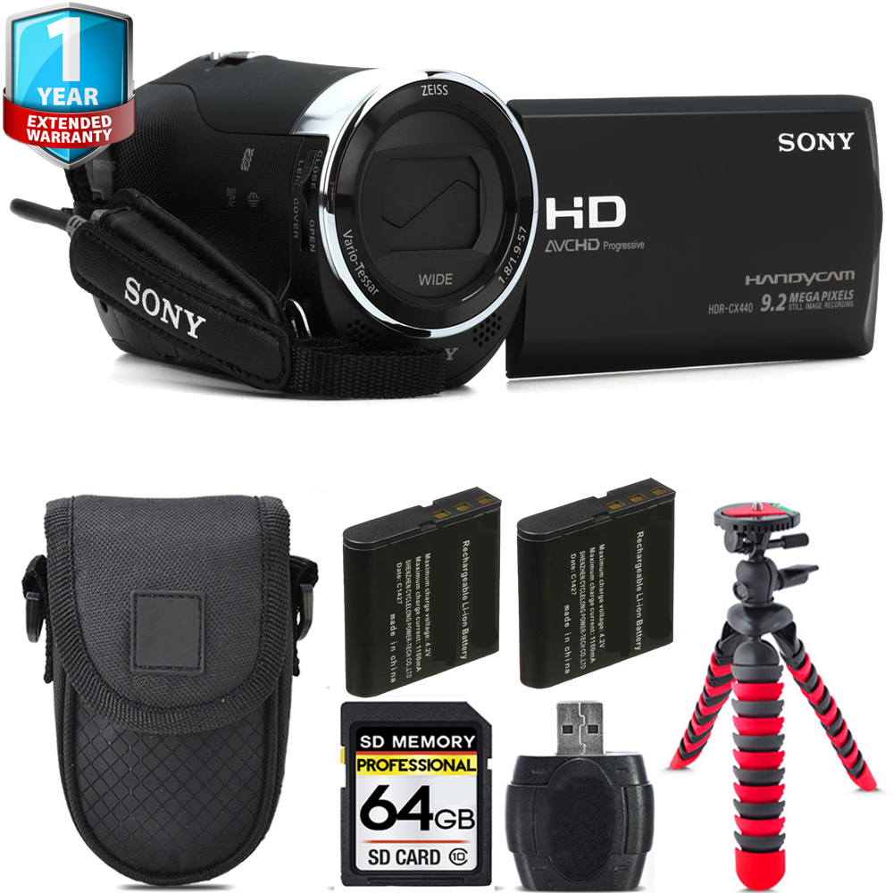 HDR-CX440 HD Handycam + Extra Battery + 1 Year Extended Warranty - 64GB *FREE SHIPPING*