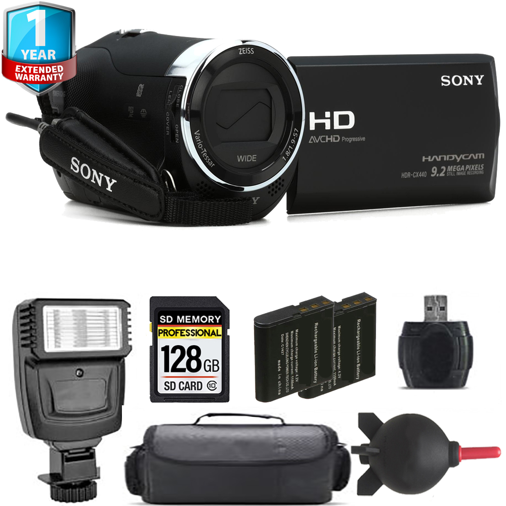 HDR-CX440 HD Handycam + Extra Battery + Flash + 1 Year Extended Warranty *FREE SHIPPING*