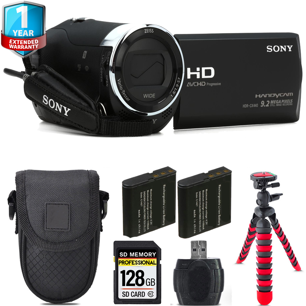 HDR-CX440 HD Handycam + Extra Battery + 1 Year Extended Warranty + 128GB *FREE SHIPPING*