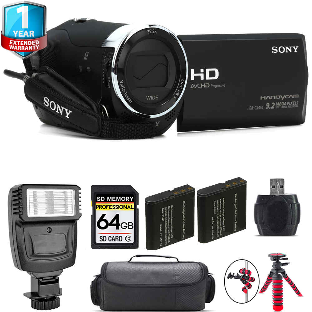 HDR-CX440 HD Handycam + 1 Year Extended Warranty + Flash - 64GB Kit *FREE SHIPPING*