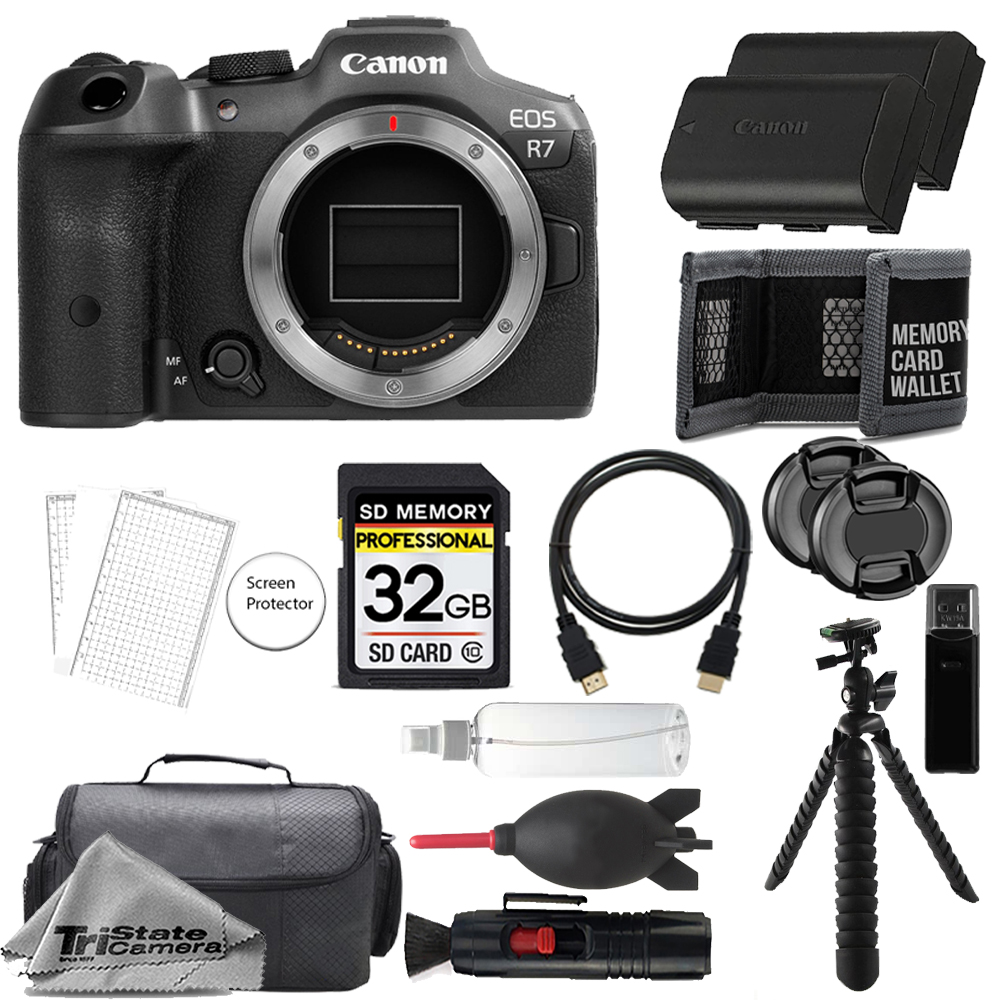 EOS R7 Mirrorless Camera + 32GB + Extra Battery + Tripod - Accessory Kit *FREE SHIPPING*