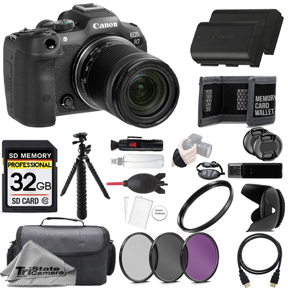 EOS R7 Camera + 18-150mm Lens + 32GB + Extra Battery + 3 Piece Filter Set- Accessory Kit *FREE SHIPPING*