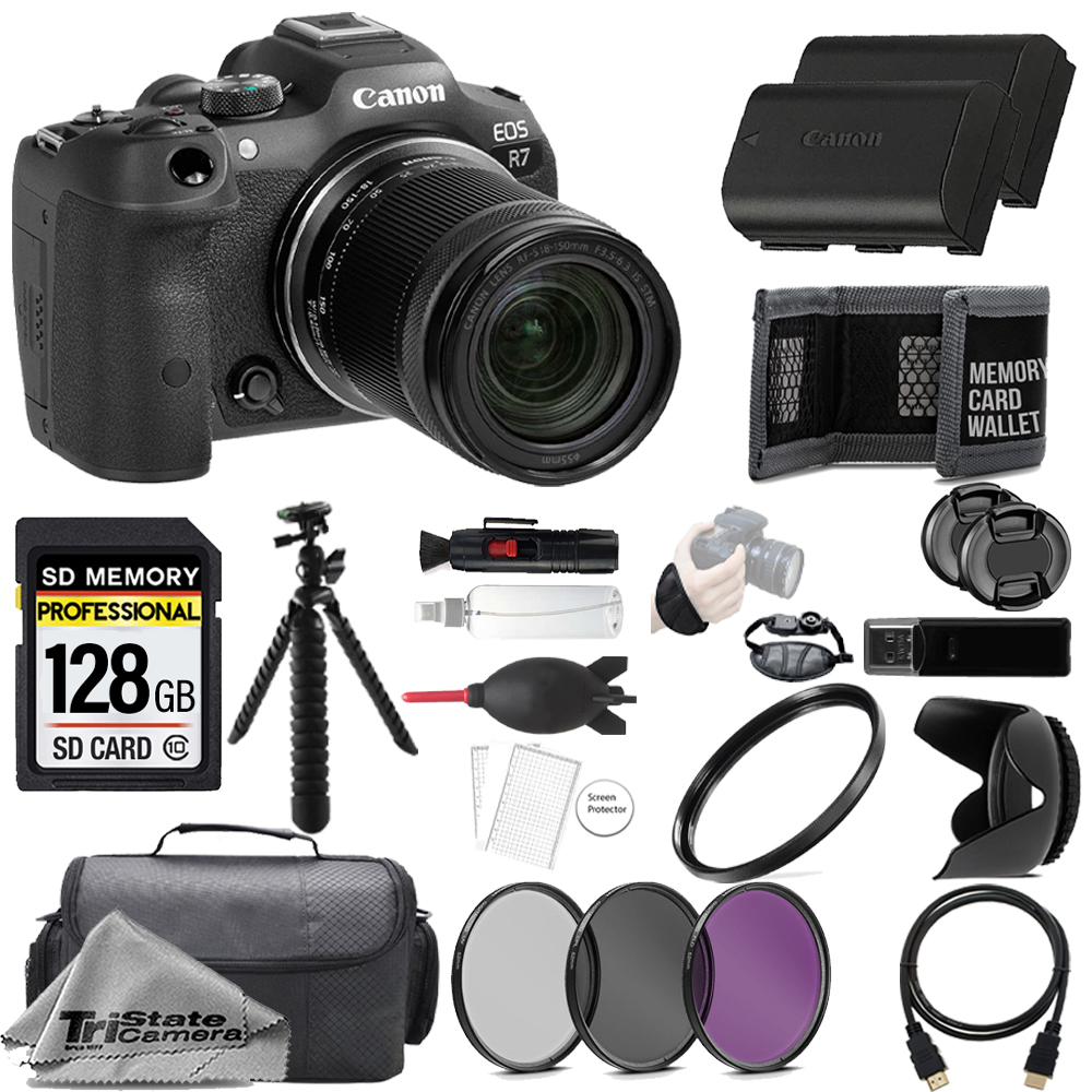 EOS R7 Camera + 18-150mm Lens + 128GB + Extra Battery + 3 Piece Filter Set- Kit *FREE SHIPPING*