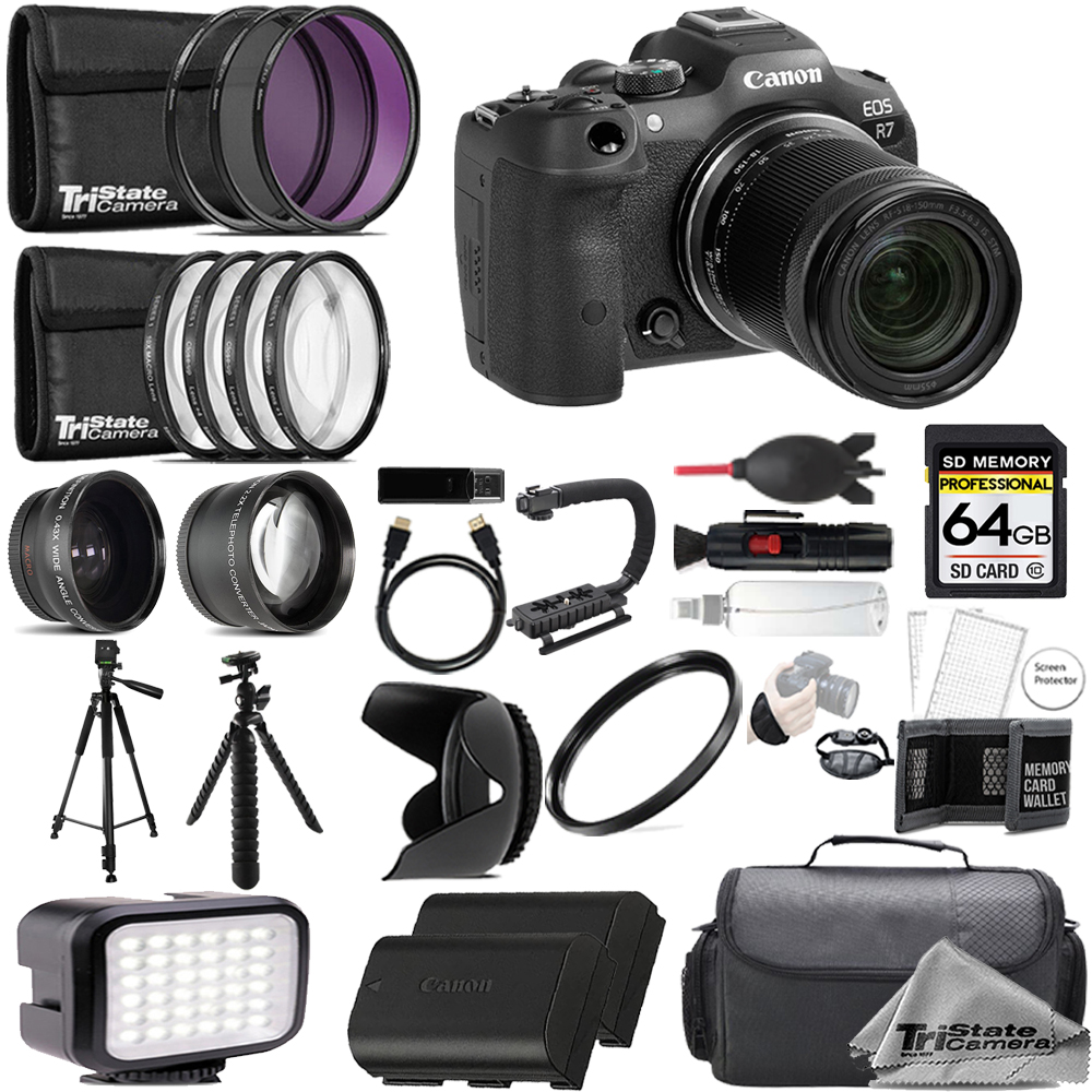 EOS R7 Camera + 18-150mm Lens + 64GB + Extra Battery + 9 PC Filter - ULTIMATE Kit *FREE SHIPPING*